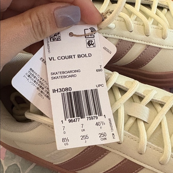 Adidas Women's Cream and Mauve Sneakers - Picture 2 of 6